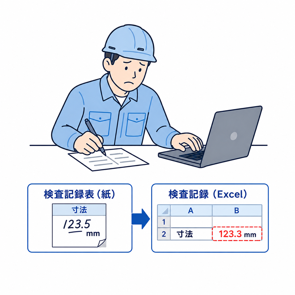 紙とExcelによる検査のイメージ