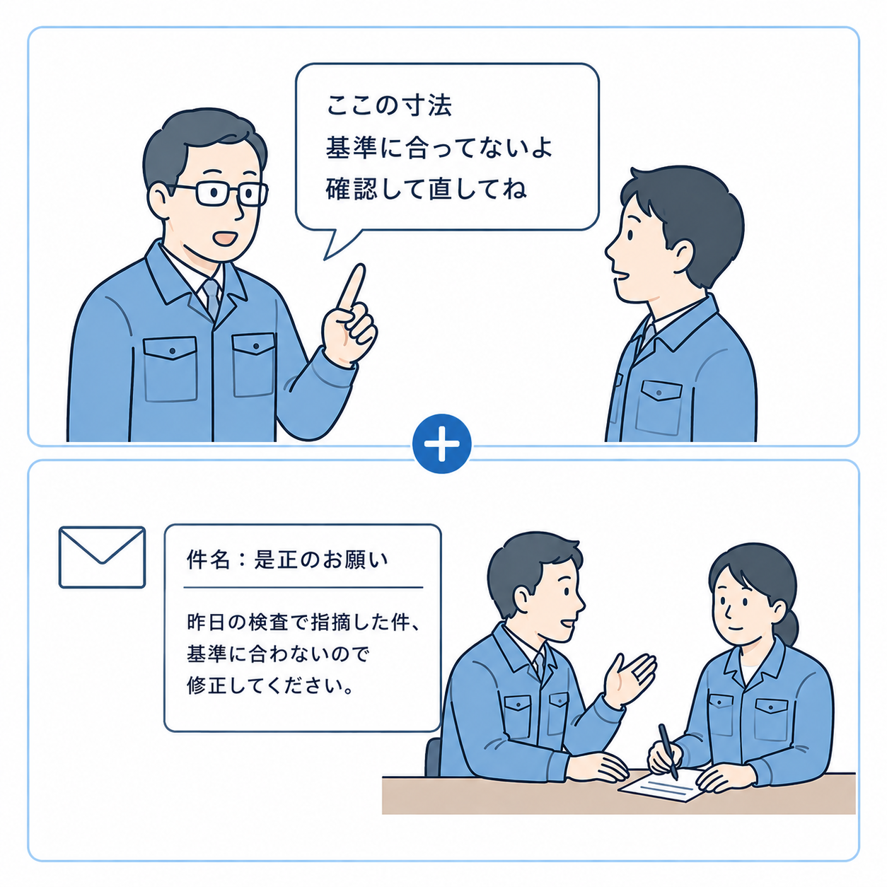 口頭やメールでの指摘のイメージ